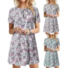 Женское мини-платье с коротким рукавом, Повседневный Сарафан с круглым вырезом и принтом ананаса