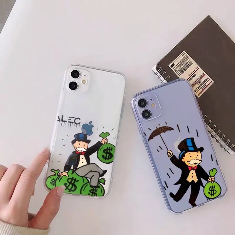 

Cartoon Luxury Dollar MonopolyS Phone Case Transparent for Clear iPhone 11 12 8 7 6 6S XS MAX Plus X 5S SE 2020 XR mini pro