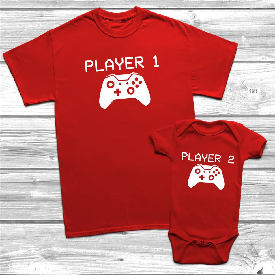 Игрок 1 и игрок 2 геймер Футболка папа и ребенок Xbox папа подарок Забавный Humour брендовая одежда футболка