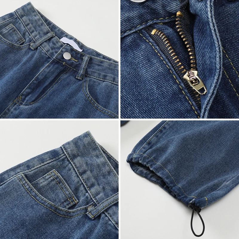 

Women's Jeans 2021 Spring Streetwear Harajuku High Waist Trouser Tie One's Feet Vintage Classic Baggy Female Wide Leg Pants