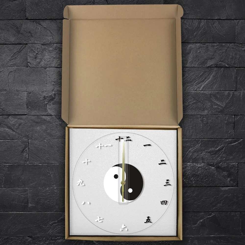 Инь Ян Религия символ с китайскими цифрами фэн шуй характер настенные часы