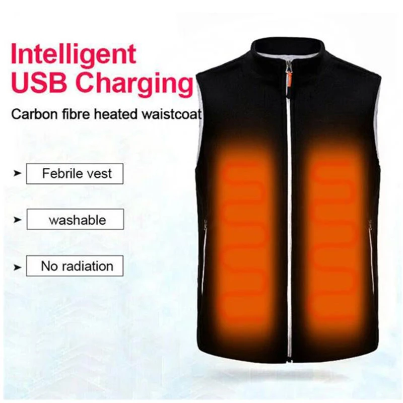 

Men Autumn winter Smart heating Cotton Vest USB Infrared Electric Heating Vest Women Outdoor Thermal Winter Warm Jacket heated