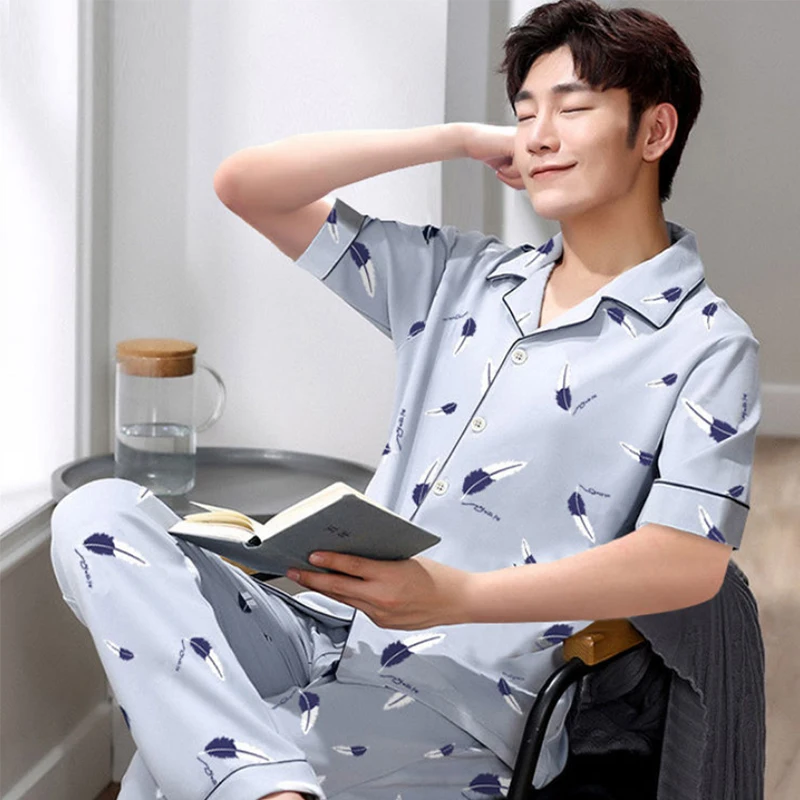 Мужской пижамный комплект мягкая ночная рубашка для мужчин пижамы сна отдыха