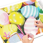 Полный набор для рисования с круглыми камнями и полотном картина фотографический фон с пасхальными яйцами Вышивка крестом Алмазная вышивка продажи дома декоративная Бриллиантовая мозаика прикладного искусства