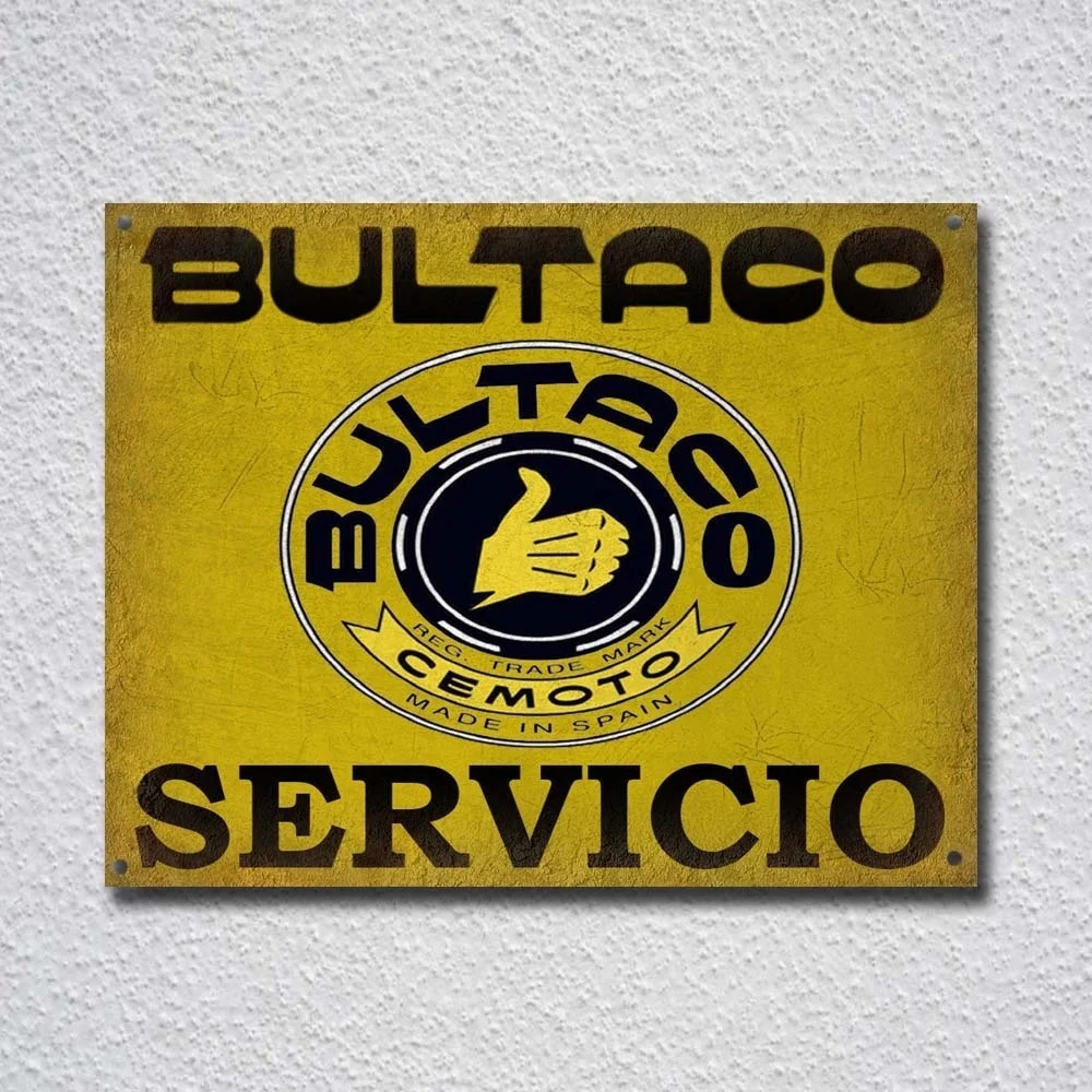 

Металлическая вывеска Bultaco Servicio, металлический плакат, металлический декор, металлическая живопись, настенная наклейка, настенный знак, дек...