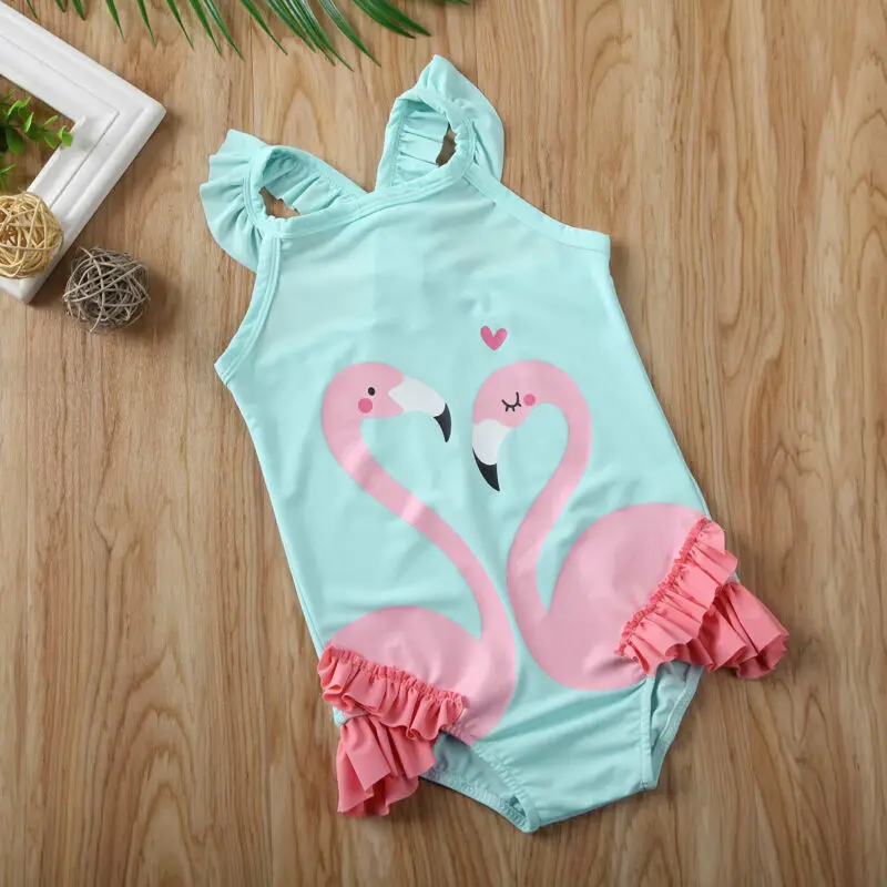

Toddler Kids Baby Girls Flamingo Romper Swimsuit Swimwear Beachwear Costume