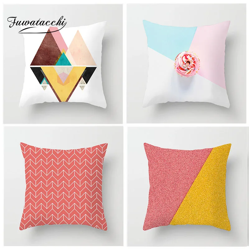 

Fuwatacchi Nordic Style Cushion Cover Colorful Geometric Throw Pillow Cover Arrow Pattern Square 45X45 Pillowcases