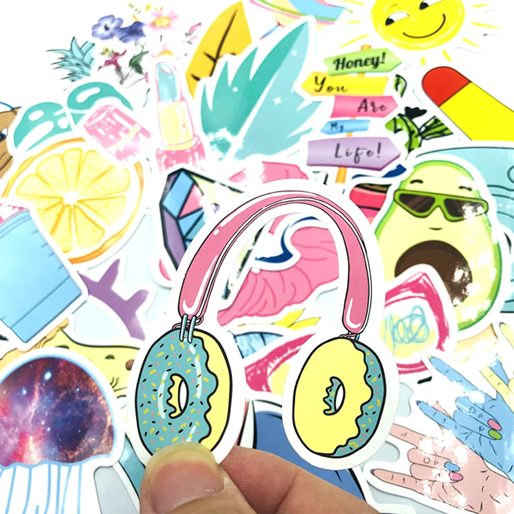

35pcs / set Summer Cool Sticker Set Cute Cartoon Laptop Stationery Sticker for Scrapbooking