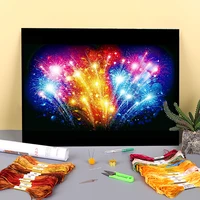 fireworks printed water soluble canvas 11ct cross stitch set embroidery dmc threads sewing hobby handicraft handiwork adults