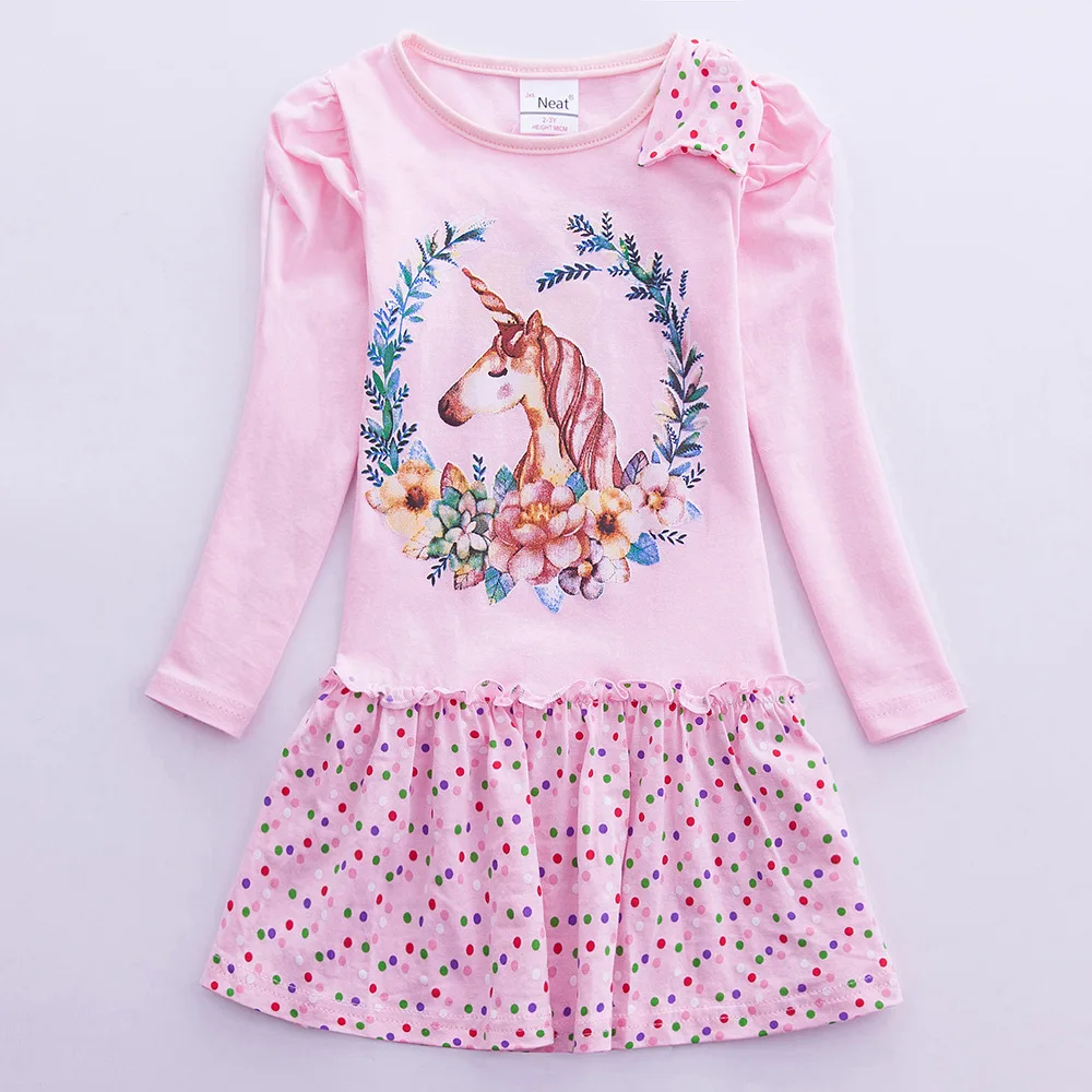 Весна 2019 г. платье с единорогом для маленьких девочек хлопковые детские платья