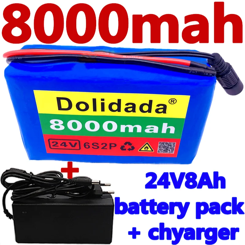 

6s2p 24V 8Ah 18650 Battery Lithium Battery 25.2v 8000mAh Electric Bicycle Moped /Electric/Li ion Battery Pack with + charger