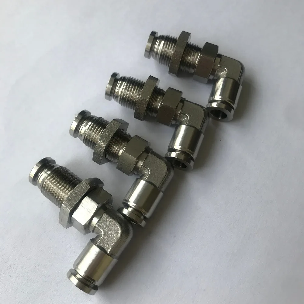 Pneumatic Stainless steel Hose 4-12mm Quick Connect Air Fitting PLM Union 90 Degree Elbow Plastic Bulkhead fitting | Обустройство
