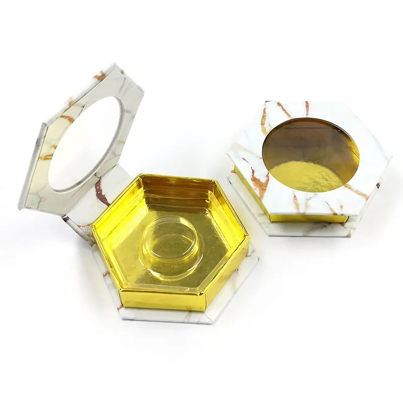 

NEW wholesale hexagon lash box alse Eyelash packaging box fake 3d mink lashes boxes faux cils strip diamond magnetic case empty