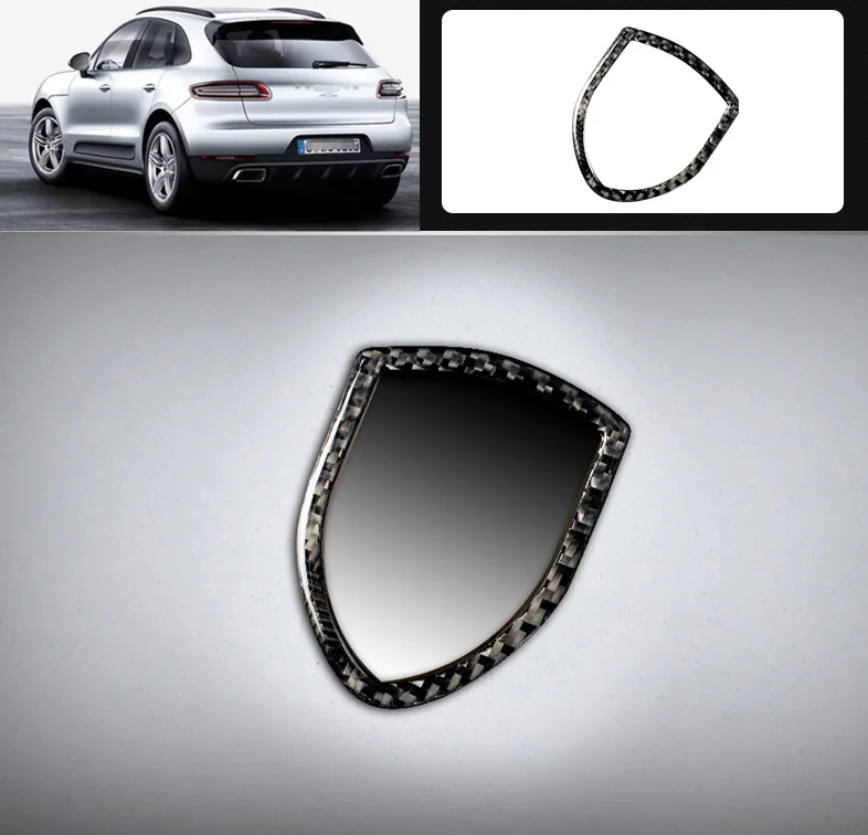 

For Porsche Macan 2014-2019 Real Black Carbon fiber Car Front Logo sticker Moulding Cover Trim Car Accessories
