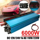 Инвертор немодулированного синусоидального сигнала, 12 В24 В постоянного тока в 110 В220 В переменного тока, 6000 Вт, трансформатор напряжения, преобразователь питания, адаптер, солнечный инвертор, светодиодный дисплей