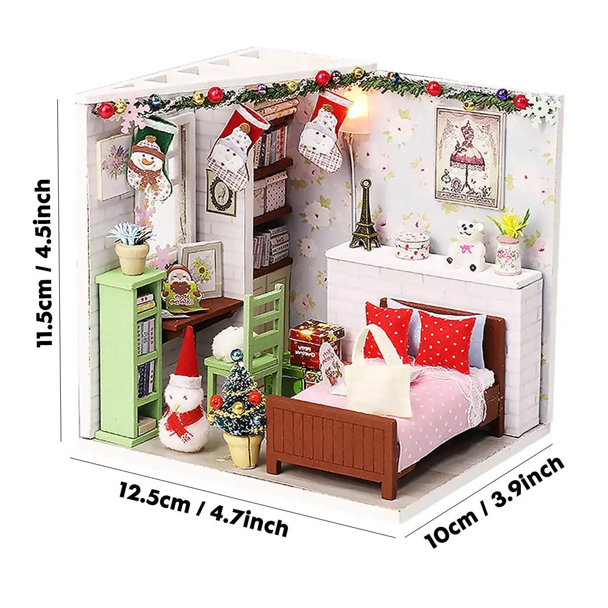 

Christmas DIY Wooden Doll House With Furniture & Lights Miniature Dollhouse 3D Puzzle Toy Kids Birthday Gifts DIY Handmade Toys