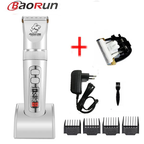 P9 WHITE ADD 1 BLADE Профессиональная машинка для стрижки собак BaoRun P9, машинка для стрижки домашних животных, машинка для стрижки собак с ЖК-дисплеем, машинка для стрижки кошек и собак - Цвет: P9 WHITE ADD 1 BLADE