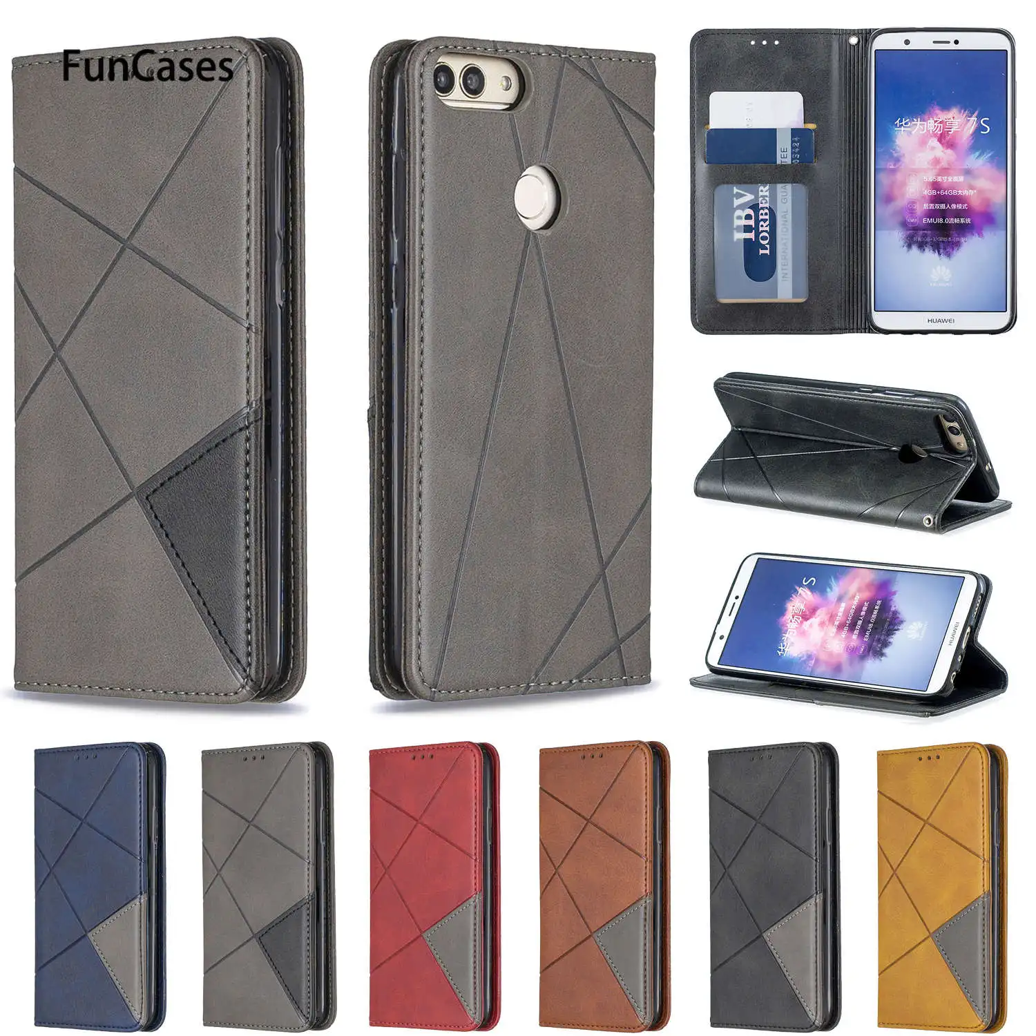 

Мобильные чехлы для huawei P Smart Hoesje однотонные милые чехлы для huawei cellular Enjoy 7S Honor 9 Lite PU кожаная сумка для телефона