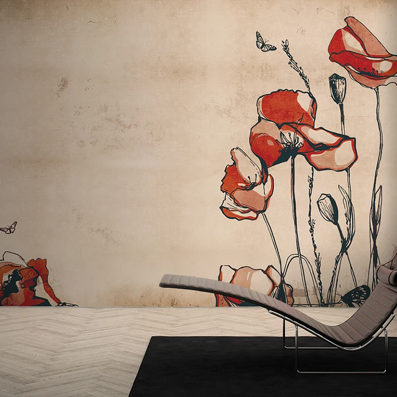 

MASAR retro American custom murals warm floral wallpaper restaurant bedroom background wall paper Flower