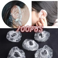 100pcslot disposable ear cover pretty pro hair salon clear earmuffs shower waterproof hair coloring ear protector cover caps