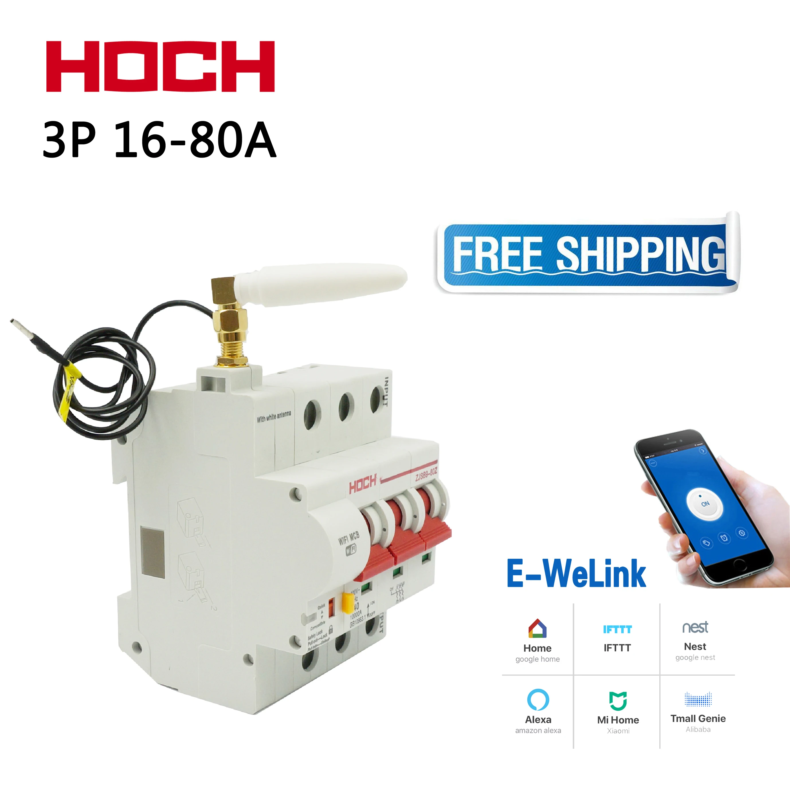 Умный автоматический выключатель HOCH 3P Ewelink таймер выключателя WIFI Заводская