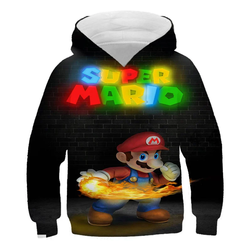 

2021Spring and Autumn New Boys and Girls Hooded Super uncle Ma 3D Print sweatshirts Cartoon Jacket Children's tracksuits clothes