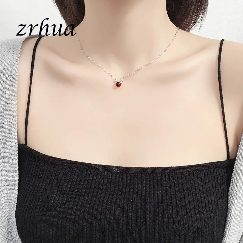 Высокое качество красный олень кулон рога ожерелье цепь Корея Сладкий шею