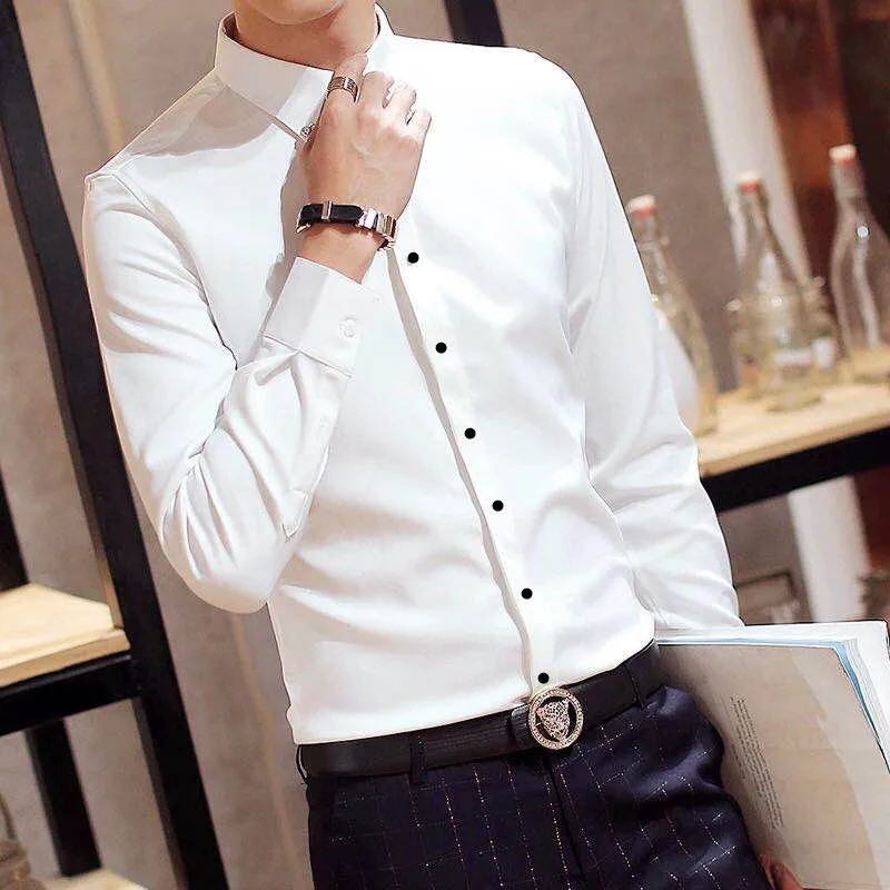 Модная Роскошная формальная Мужская классическая рубашка с длинным рукавом не