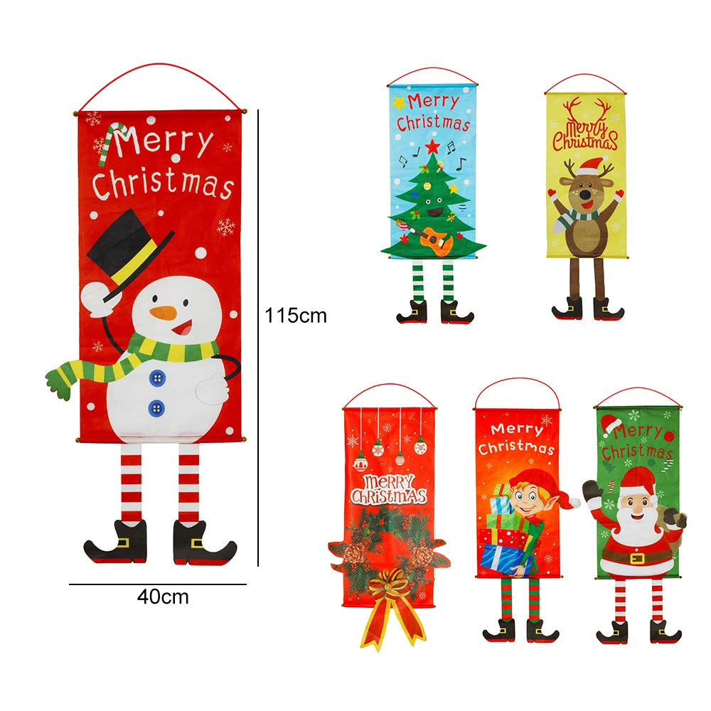 

1Set Merry Christmas Flag Decorations For Home Porch Door Hanging Banner Flags Ornaments Xmas Navidad New Year Party Decors Gift