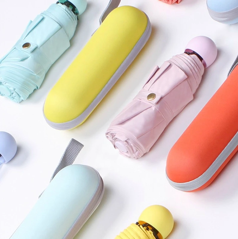 Мини-зонтик-капсула с корпусом Сверхлегкий портативный черное волокно