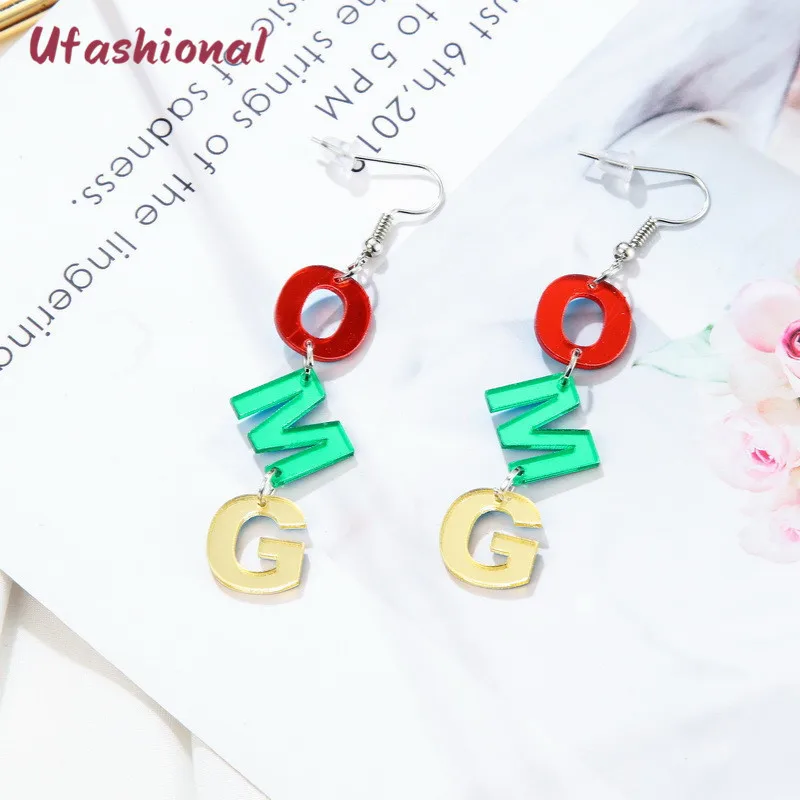 miss you yes no omg letter colorful dangle arcylic earrings big drop for women jewelry Brincos Acrylic Femme Earring | Украшения и