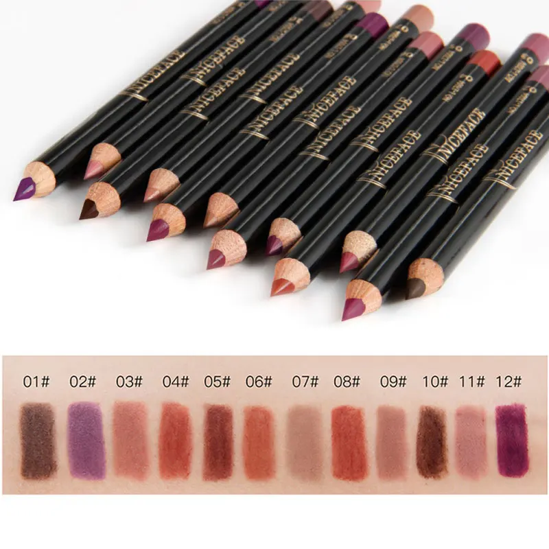 12 цветов матовая губная помада Гладкий натуральный карандаш для губ Длительное