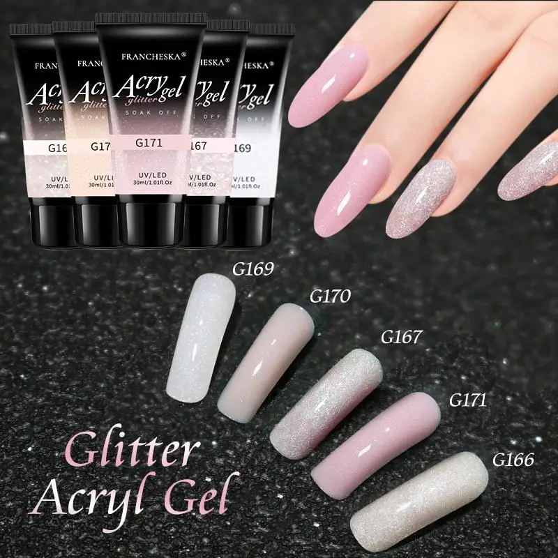 

ELECOOL 5 color 30ml glitter Poli Soak off Gel UV Acryl Gel Quick Building Finger Extension Nail Gel UV LED Hard Building Gel