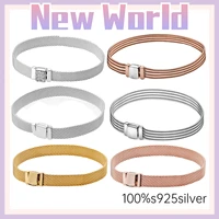 new fit original 925 sterling silver mesh bracelet round shape snake chain charm pandora bracelet for womens fashion diy jewelry
