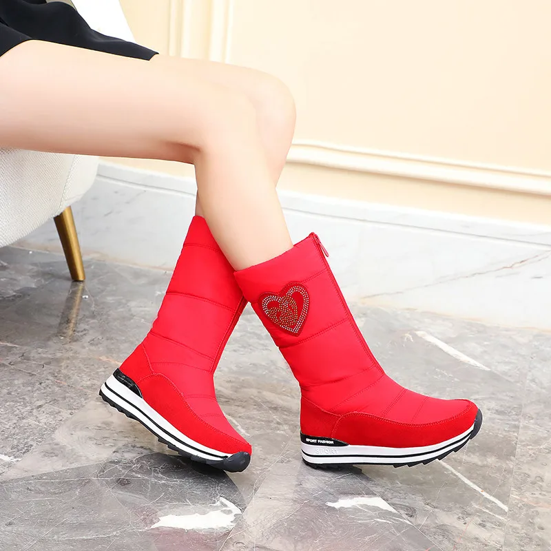 FEDONAS/Женская обувь на плоской платформе Новинка Сапоги до середины икры Теплые