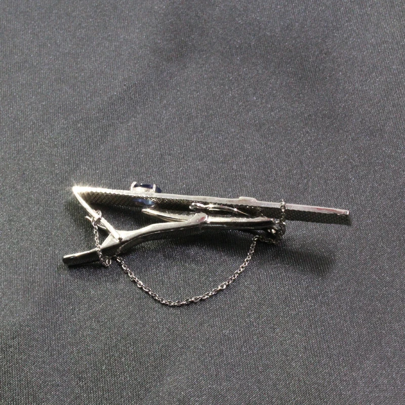 Женский зажим для галстука с натуральным сапфиром серебро 925 пробы ежедневного