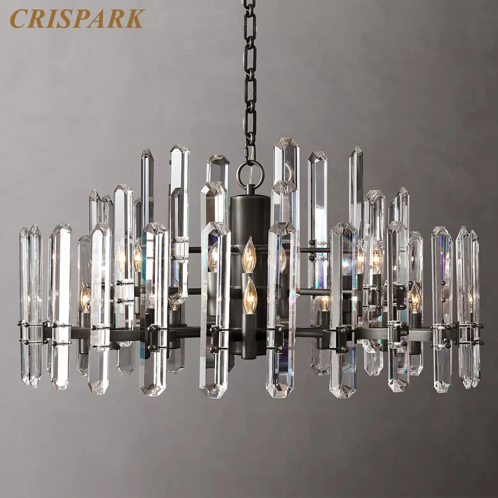 

Bonnington Chandelier Clear Crystal Ceiling Chandelier LED Round Retro Hanging Indoor Lighting Fixture Decor Living Room Lamp
