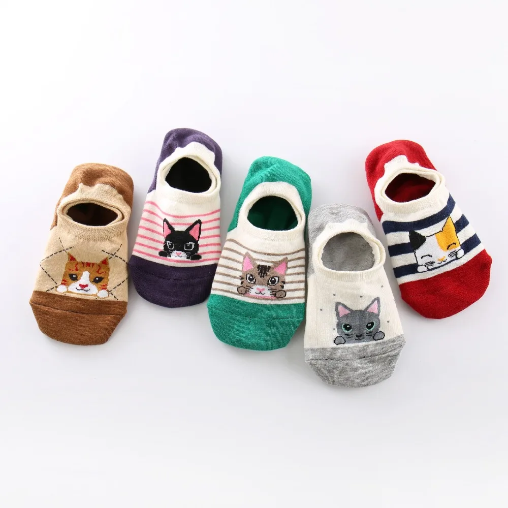 Модные Повседневные Короткие хлопковые носки с закрытым носком Милые Удобные
