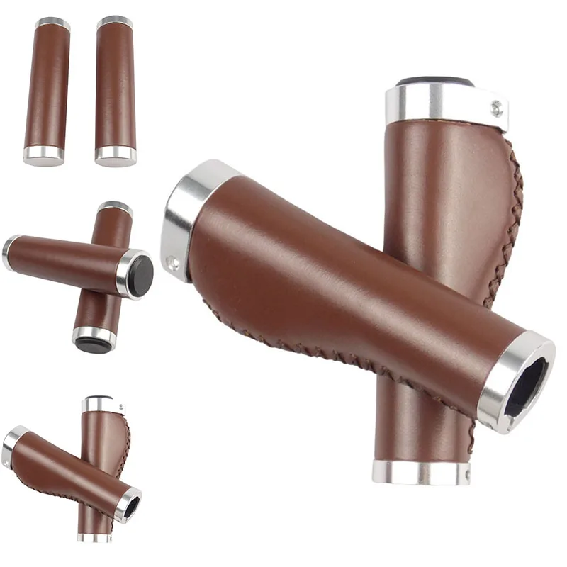 

1 Set of Retro bike PU leather Grips Bar Handlebar Cover Soft Comfortable hand-woven Grip cowhide handle set Reduce fatigue