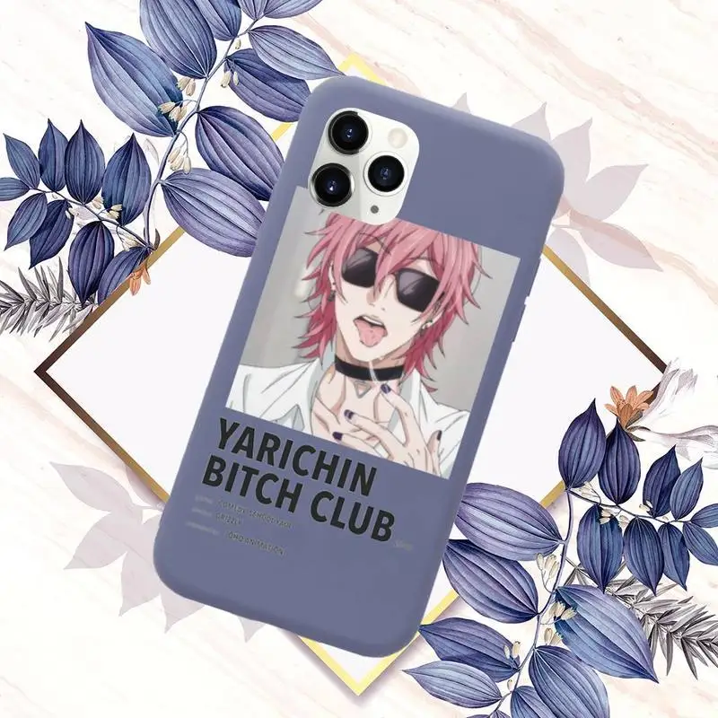

Yarichin bitch Club Anime Phone Case Purple Candy Color for iPhone 11 12 mini pro XS MAX 8 7 6 6S Plus X SE 2020 XR