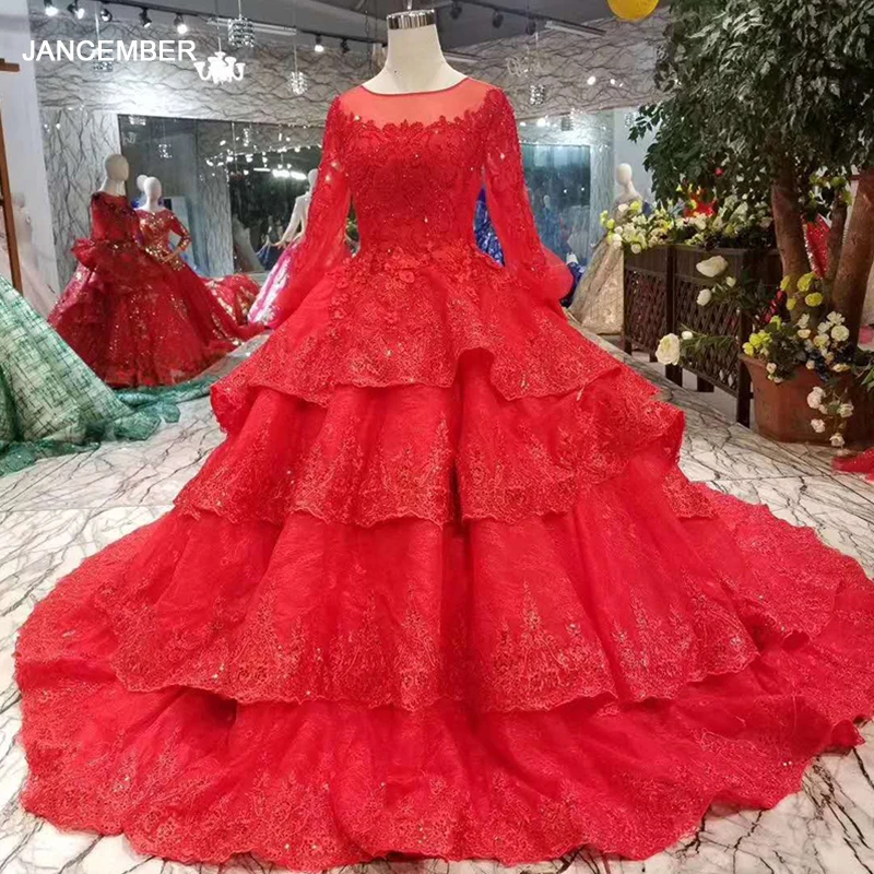 Красное бальное платье для невесты LSS476 вечерние платья со шлейфом круглым