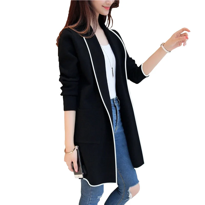 

2020autumn loose coat female oversize long style cotton mix spandex Leisure OL commuting fleece warm collage Cardigan coat