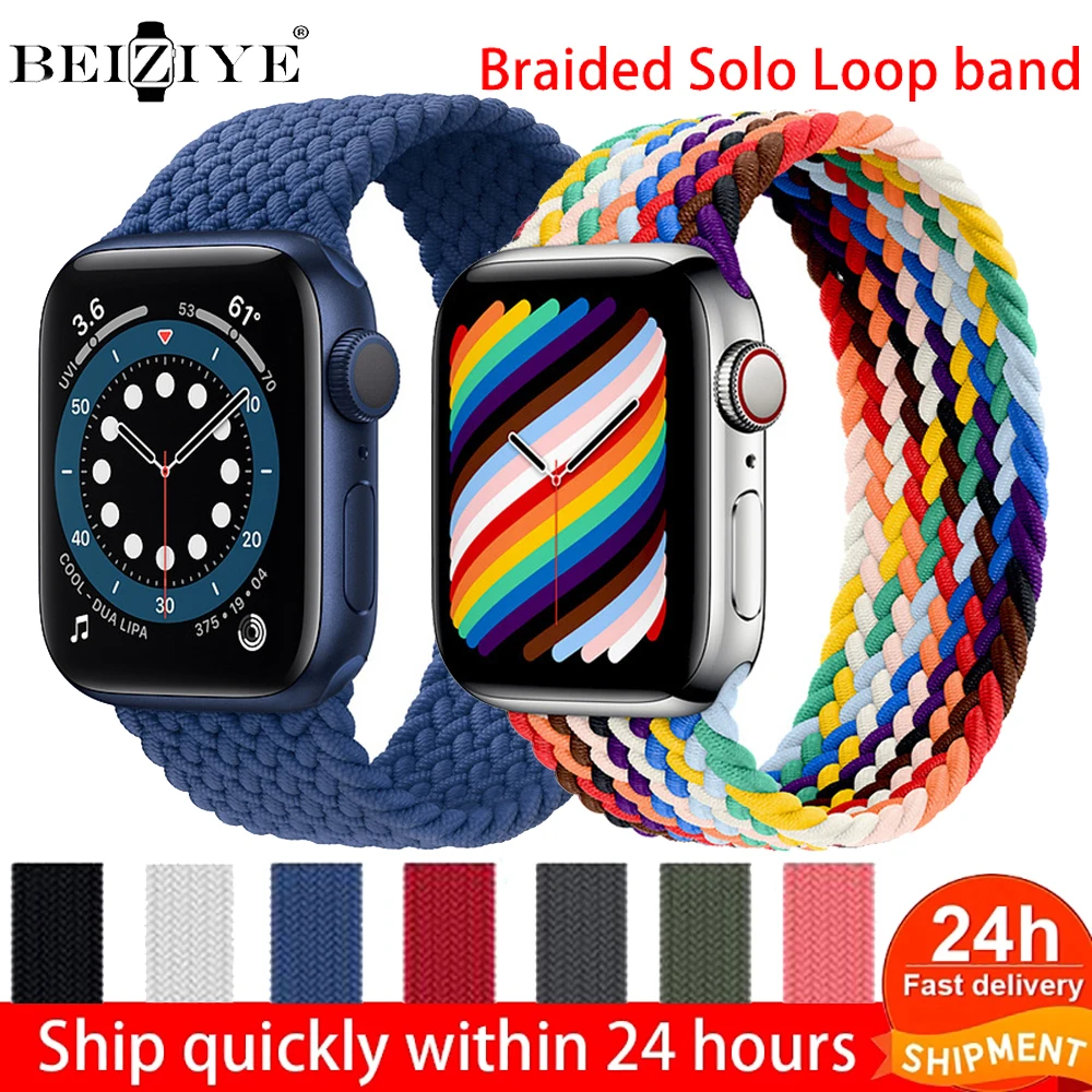 Ремешок Соло для Apple Watch Band Series 6 SE 5 4 3 2 плетеный эластичный браслет iWatch 40 мм 44 38 42