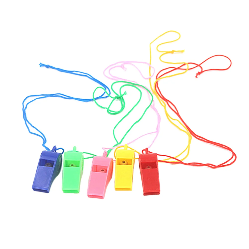 

72 Pcs ABS Sport Game Whistles Cheering Lifeguard Whistle Hanging Keychain Lanyard Keychain for Kids Outdoor Camping Hiking (Mix