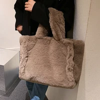 winter fluffy plush shoulder bag overlarge faux fur women handbags big soft tote designer shopper bags for women crossbody bag