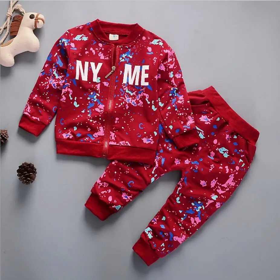 

New Spring Autumn Children Clothing Baby Girls Printing Long Sleeve Top And Pants 2pcs Outfits Sport Kids Clothes Girl Tracksuit