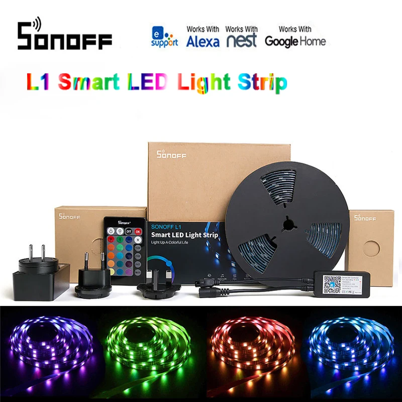 Умная Светодиодная лента SONOFF L1 с регулируемой яркостью водонепроницаемая гибкая