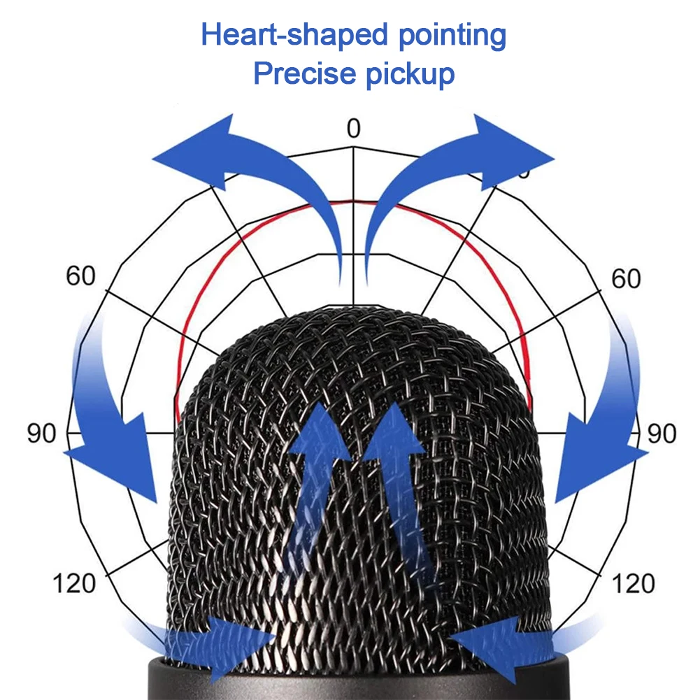 Конденсаторный USB микрофон для компьютера студийный с поп фильтром игр и