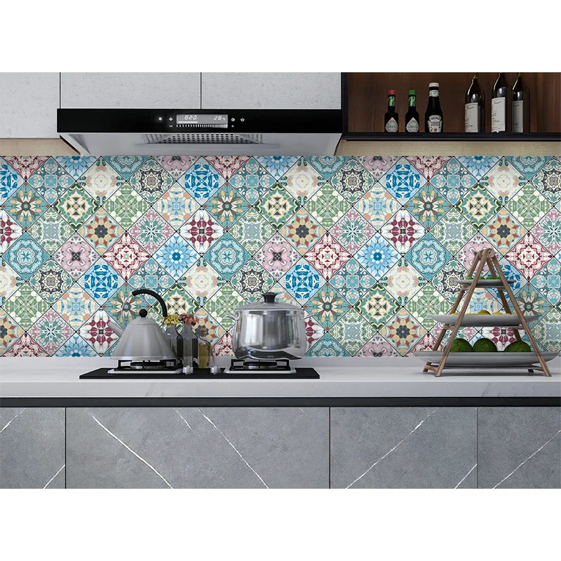 

B6005 Wallpaper Kitchen Stiers Anti-Oil Paste Self-Adhesive Foil Waterproof Bathroom Furniture Bedroom Wall Paper