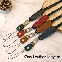 cell phone lanyard neck strap holder key lanyard id badge holders cow leather phone neck straps with keyring for iphone xiaomi